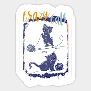 Cats playing with balls of yarn Funny T-shirt 05 Sticker